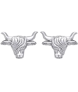  Highland Cow Post Earrings in Silver