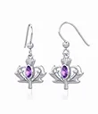 J13805 Thistle Designed Drop Earrings with Gemstone Gaelsong 