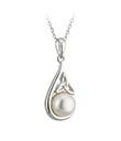 Silver and Pearl Essence Pendant on White Background Gaelsong