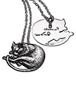 Da Vinci's Cat Pendant of Sterling Silver on White Background Gaelsong