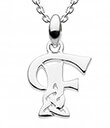 Celtic Initials Pendant Decorated With a Flourish of Knotwork Made of Sterling Silver Letter F Gaelsong