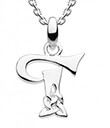 Celtic Initials Pendant Decorated With a Flourish of Knotwork Made of Sterling Silver Letter T Gaelsong