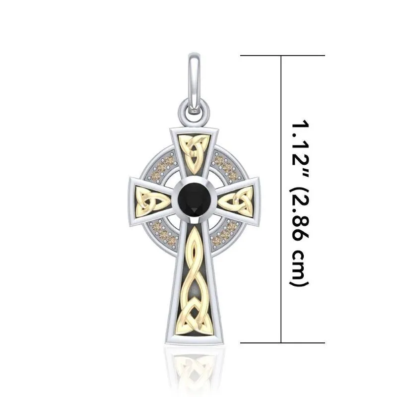 J24331S Trinity Knot Celtic Cross Pendant with Chain Measure Gaelsong