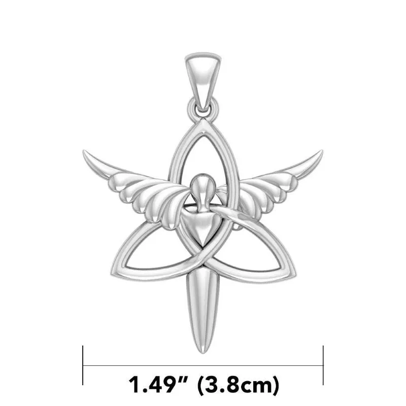 J24332S Celtic Irish Angel Trinity Knot Pendant Measure Gaelsong