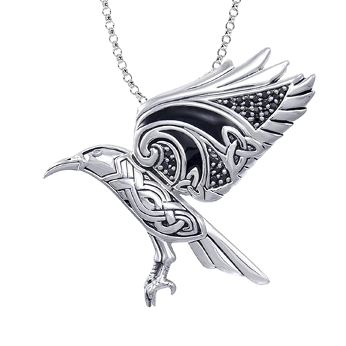 Mythical Celtic Raven Sterling Silver Pendant 