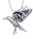 Mythical Celtic Raven Sterling Silver Pendant 