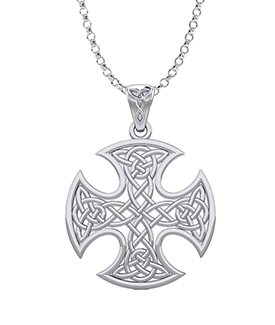 Celtic Knotwork Cross Sterling Silver Pendant 