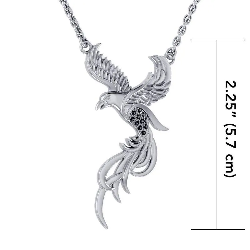 J24340S Silver Mythical Phoenix Pendant with Chain Measure Gaelsong