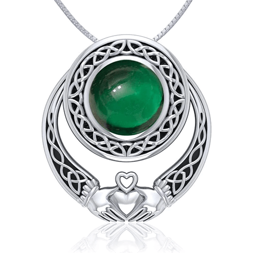 Gemstone Celtic Knotwork Claddagh Pendant