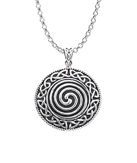 Silver Celtic Knot Spiral Pendant