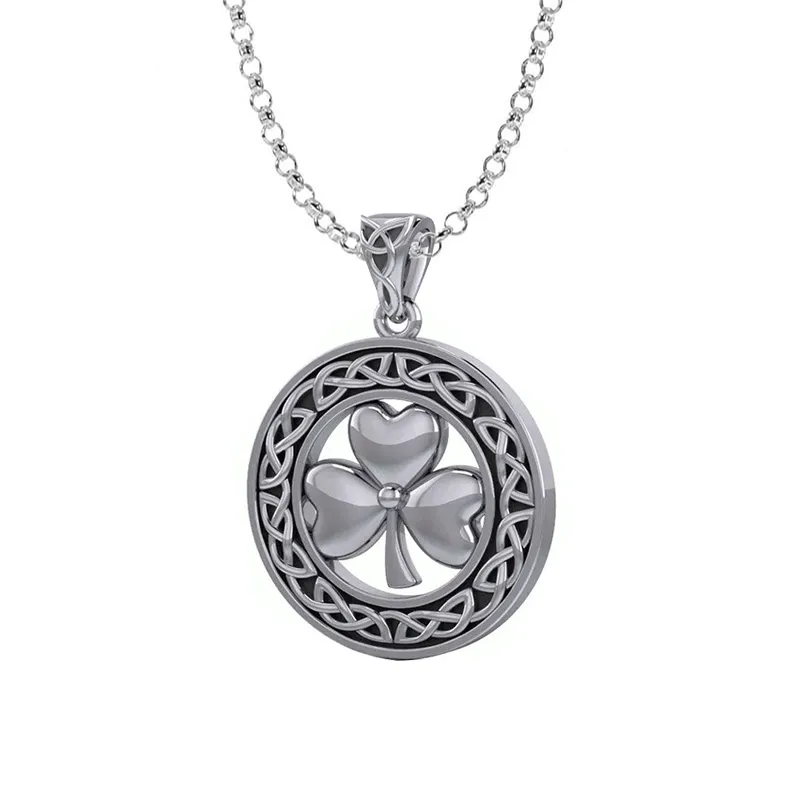 Celtic Knotwork Shamrock Pendant