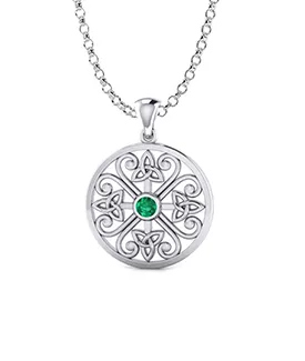 Silver Emerald Celtic Knot Pendant