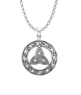 Sterling Silver Round Triquetra Pendant