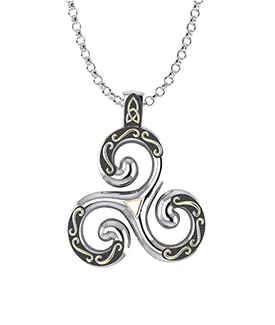 Celtic Triskele Pendant with Gold Accents