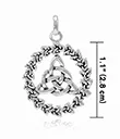 J24398 Celtic Triquetra Knotwork Sterling Silver Pendant Measure Gaelsong