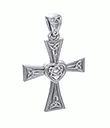 J24415 Silver Celtic Heart Cross Pendant Front Gaelsong 