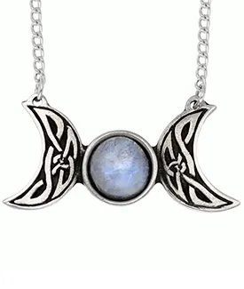 Celtic Triple Moon Necklace in Pewter