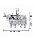 J24439GG Highland Cow Thistle Pendant with Gemstone Measures Gaelsong 