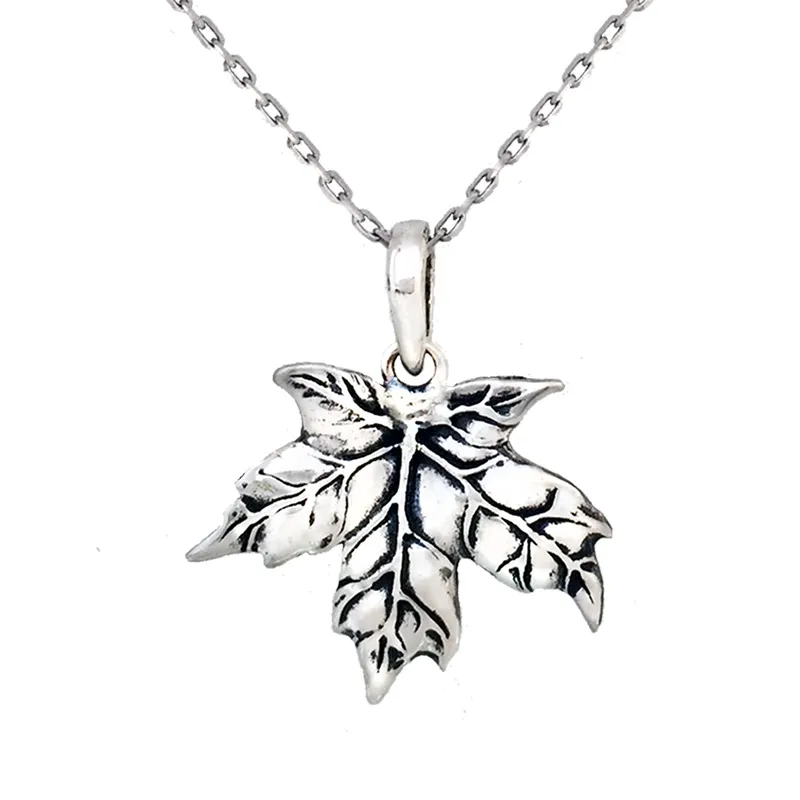 Handcrafted Irish Maple Leaf Pendant in Silver