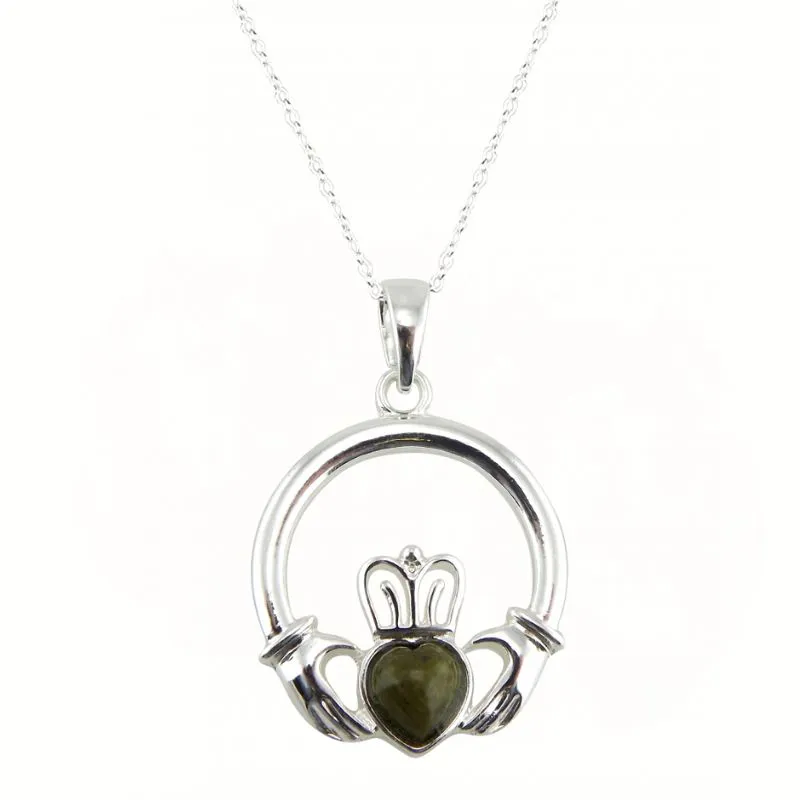 Women's Connemara Marble Claddagh Pendant