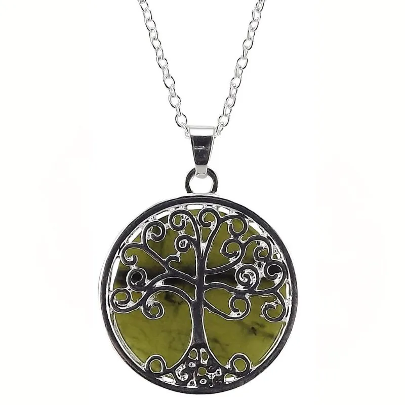 J24474 Authentic Connemara Marble Reversible Celtic Pendant Tree Of Life Gaelsong