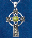 Connemara Marble Celtic Cross on Blue Background Gaelsong