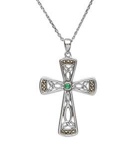 Emerald/Marcasite Irish Heritage Celtic Cross
