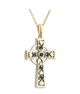 14K Emerald Celtic Cross 