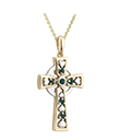 14K Emerald Celtic Cross  view 1
