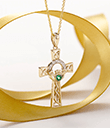 14K Diamond & Emerald Claddagh Cross view 1