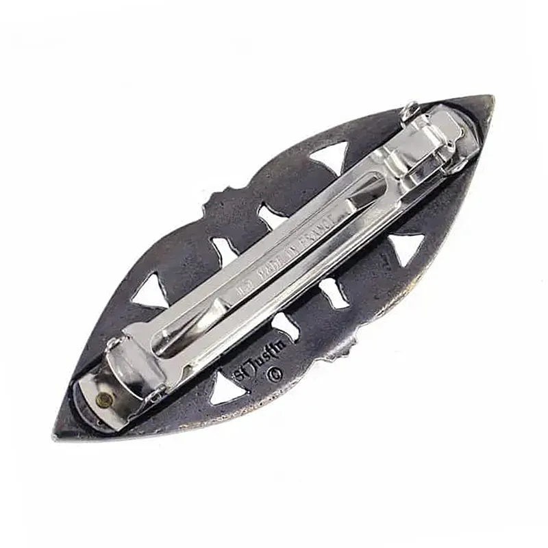 J40040 Vintage Fleur de Lis Pewter Hair Barrette Back Side Gaelsong