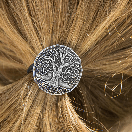 Handcrafted Cosmic Tree Celtic Ponytail Holder