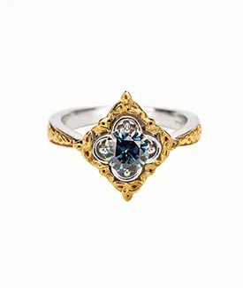 Mystic Blue Moissanite Celtic Ring