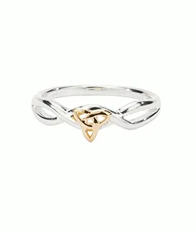 Infinity Celtic Knot Ring with Gold Accents