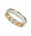 J40914 Celtic Gold Accents Trinity Diamond Ring Gaelsong