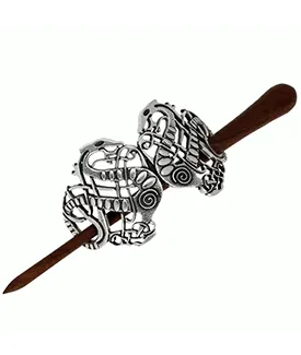 Celtic Serpent Hairslide with Wooden Pin