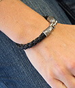Braided Leather Bracelet Black Color 2 Gaelsong