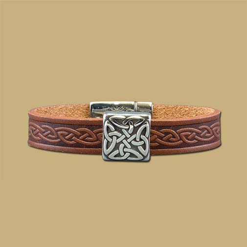Brown Celtic Knot Leather Cuff Square