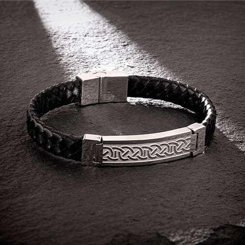 Men's Celtic Knotwork Leather Bracelet