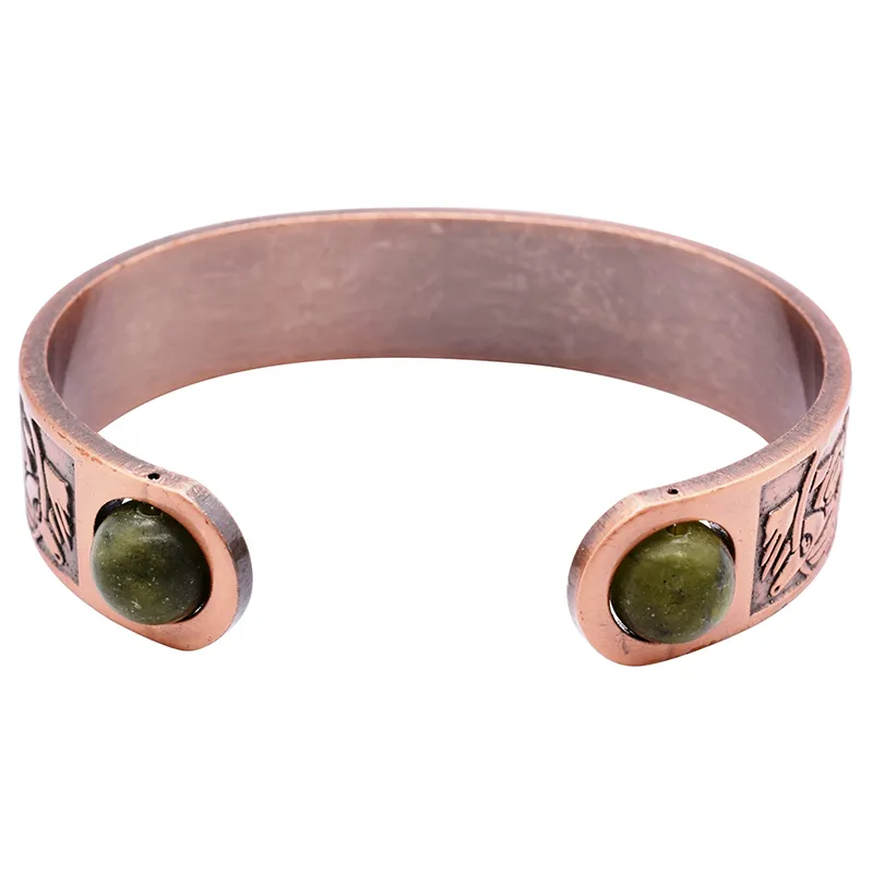 J52206 Silver Pewter Cuff Bracelet Connemara Stone Copper Back Side Gaelsong