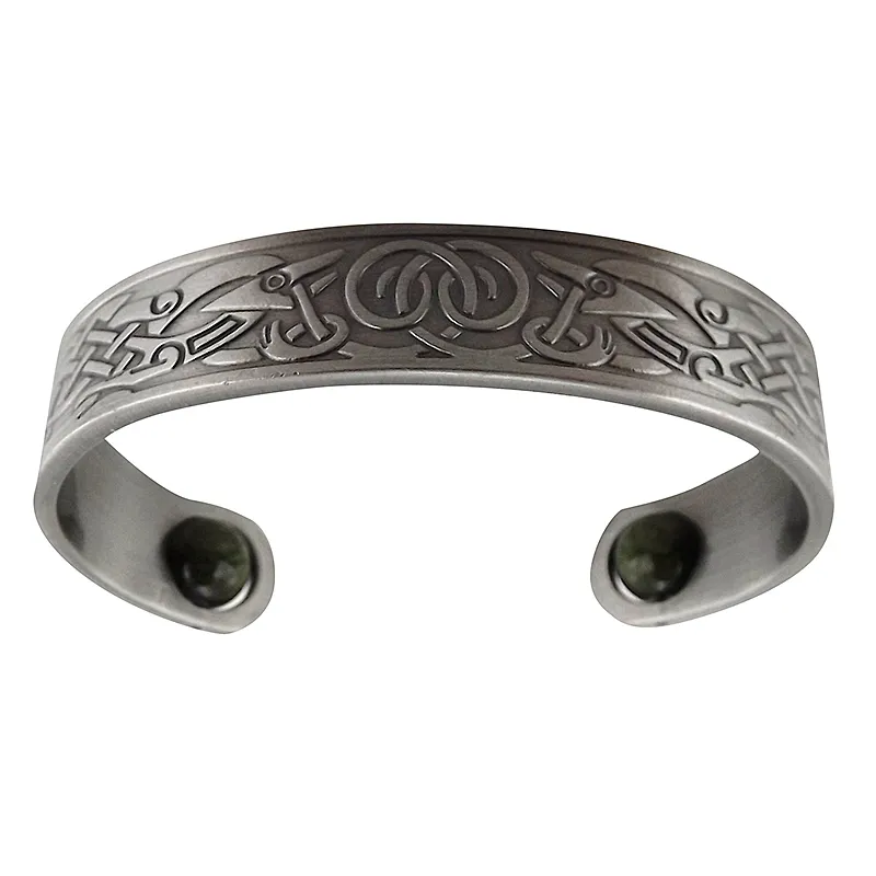 J52206 Silver Pewter Cuff Bracelet Connemara Stone Silver Gaelsong
