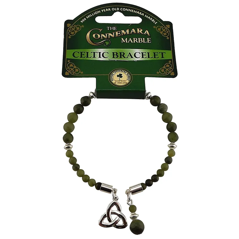 J52216 Connemara Marble Celtic Lucky Horseshoe Bracelets with TRINITY KNOT Gaelsong