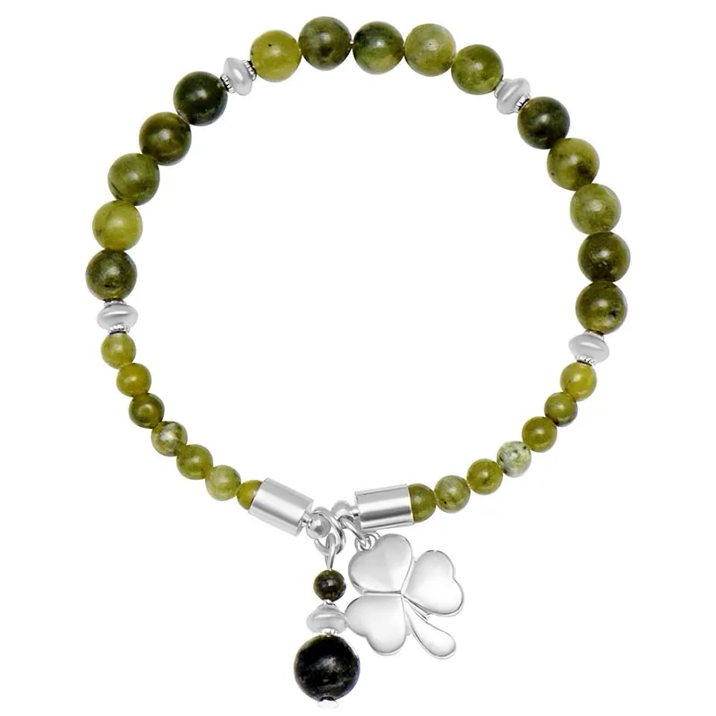J52216 Connemara Marble Celtic Lucky Horseshoe Bracelets with SHAMROCK Deisgn Gaelsong