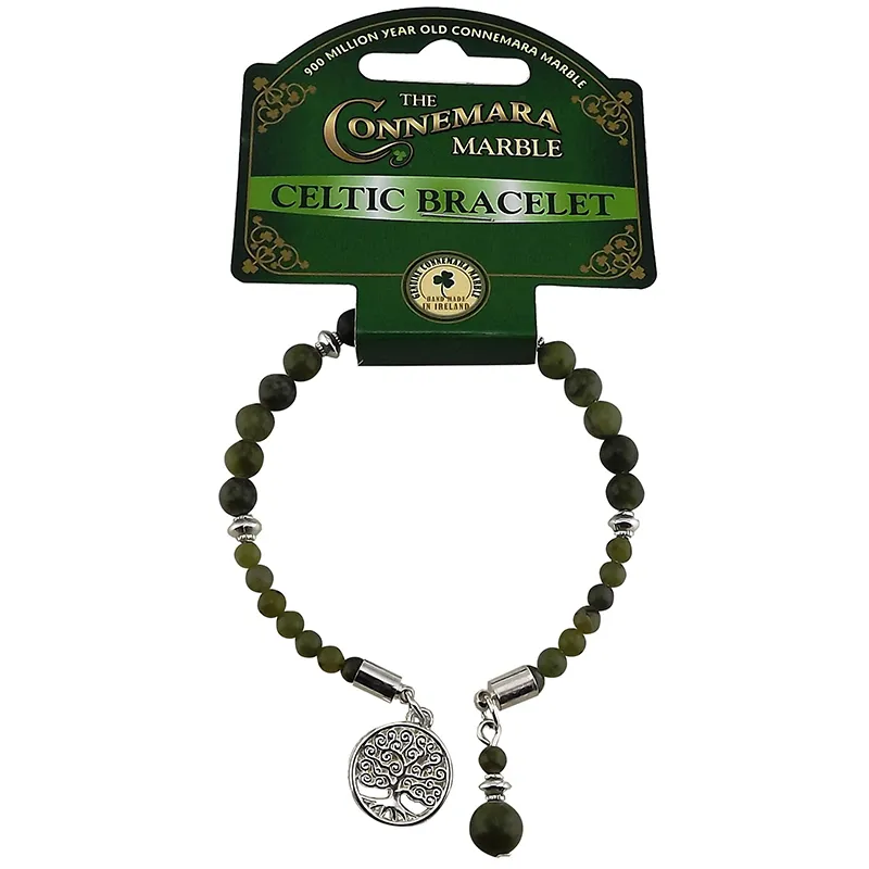 J52216 Connemara Marble Celtic Lucky Horseshoe Bracelets with TREE of LIFE Gaelsong