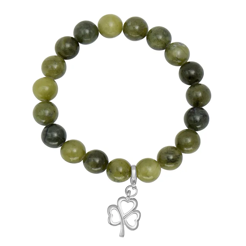 J52217SHAMROCK Genuine Connemara Marble Celtic Bracelets Shamrock Studio Gaelsong