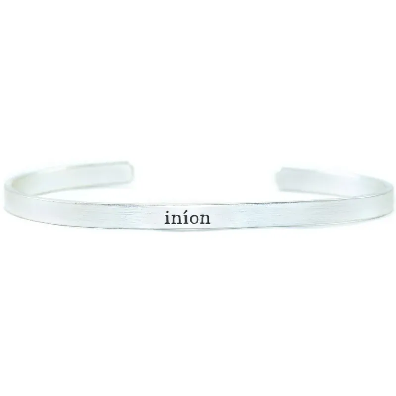 Silver-Tone Engraved Irish Word Bangle - Daughter