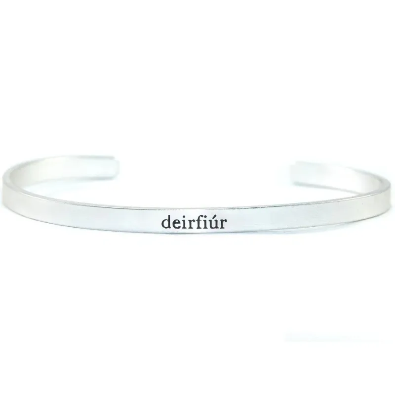 Silver-Tone Engraved Irish Word Bangle - Sister