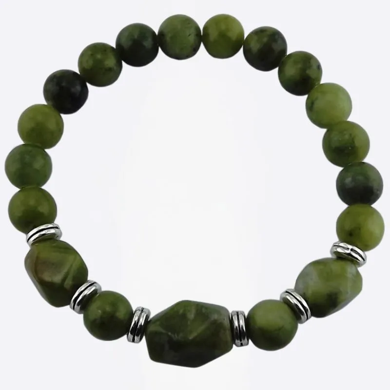 J52229 Rare Connemara Marble Beads Stretch Bracelet  Diamond Cut Gaelsong