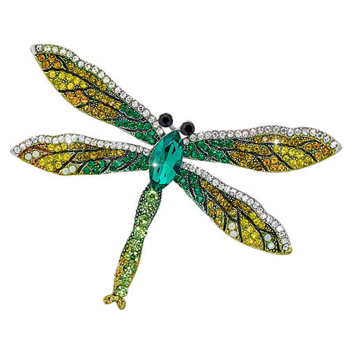Emerald Crystal Dragonfly Pin