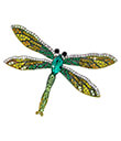 Emerald Crystal Dragonfly Pin on White Background Gaelsong